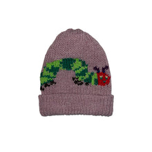 Load image into Gallery viewer, wool/acrylic pink hungry caterpillar beanie
