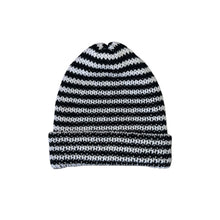 Load image into Gallery viewer, black/white striped beanie
