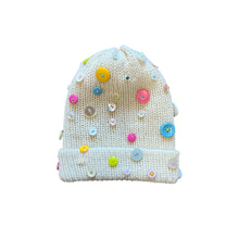 Load image into Gallery viewer, cream wool button beanie

