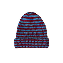 Load image into Gallery viewer, blue/red striped beanie
