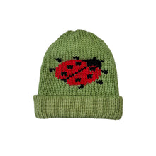 Load image into Gallery viewer, sage green ladybug beanie
