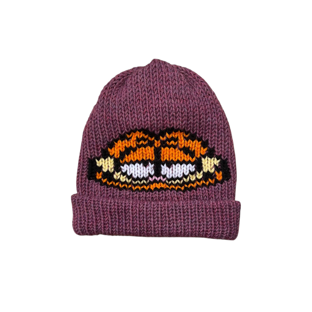 wool/alpaca pink garfield beanie