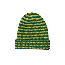Load image into Gallery viewer, green/yellow striped beanie
