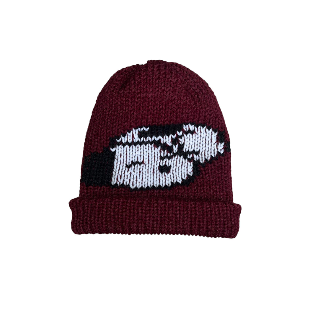 burgundy baby snoopy beanie