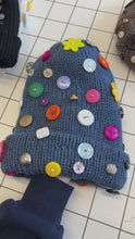 Load and play video in Gallery viewer, blue wool button beanie

