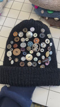 Load and play video in Gallery viewer, black wool button beanie
