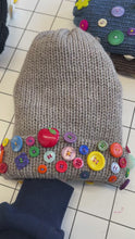 Load and play video in Gallery viewer, grey wool button beanie
